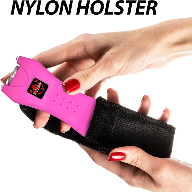 Super Heavy Duty Keychain Stun Gun - Rechargeable Self Defense Device with Flashlight | Nylon Holster Included
