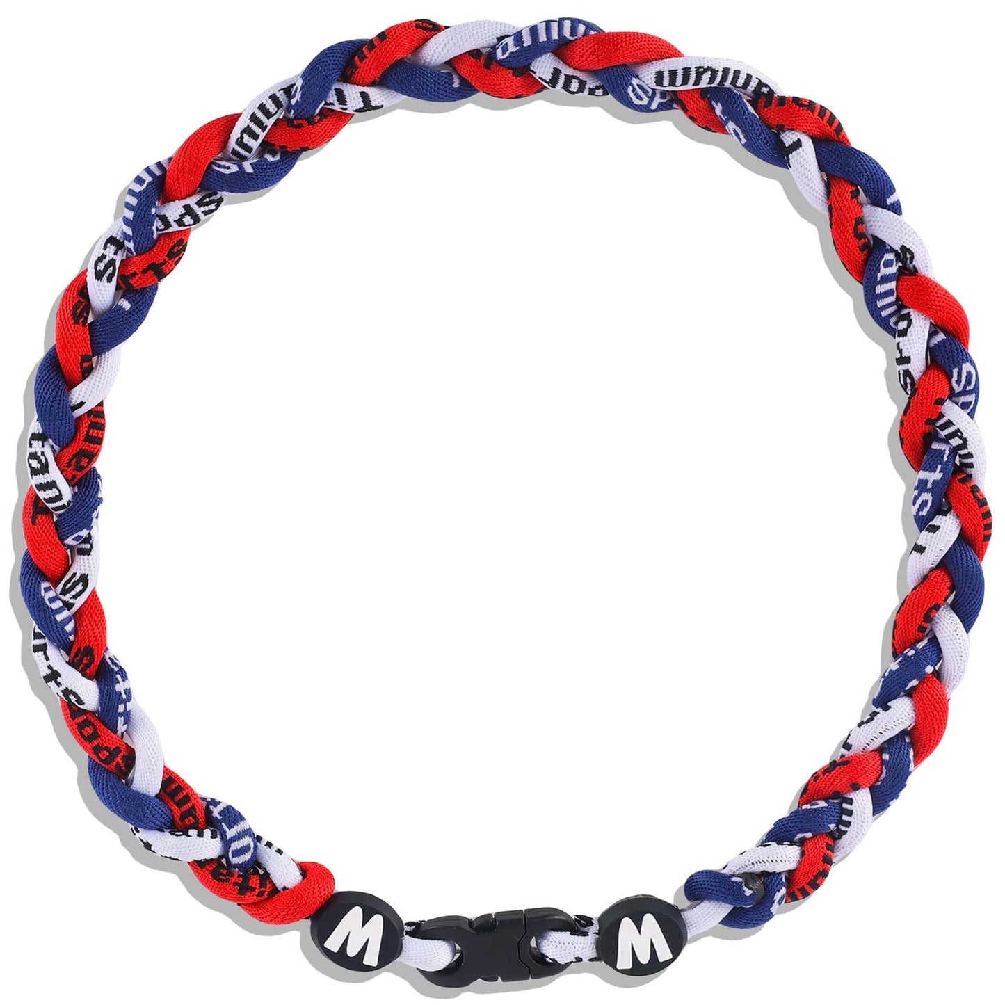 Willtok Premium 18inch Baseball Necklace, Sports Fan Necklaces, Baseball Rope Tornado Necklace (18 inch, Navy Red White)
