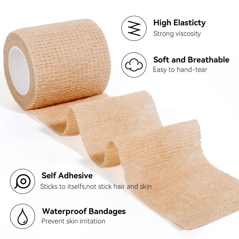 JHGIC Self Adhesive Bandage Wrap,Bandage Tape,Medical Tape,Vet Tape,Athletic Tape Gauze,for First Aid,Sports, Wrist, Ankle (Skin Color, 2inch*32rolls)