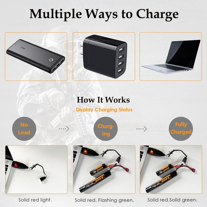 3300mAh Airsoft Battery - 11.1V Nunchuck Rechargeable Battery | Fits AEG AK47, M4, MP5 & More