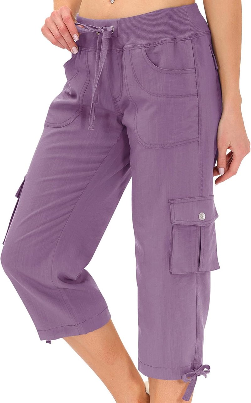 MoFiz Women's Capris - Lightweight Casual Pants with Pockets | Loose Fit Baggy Cargo for Hiking