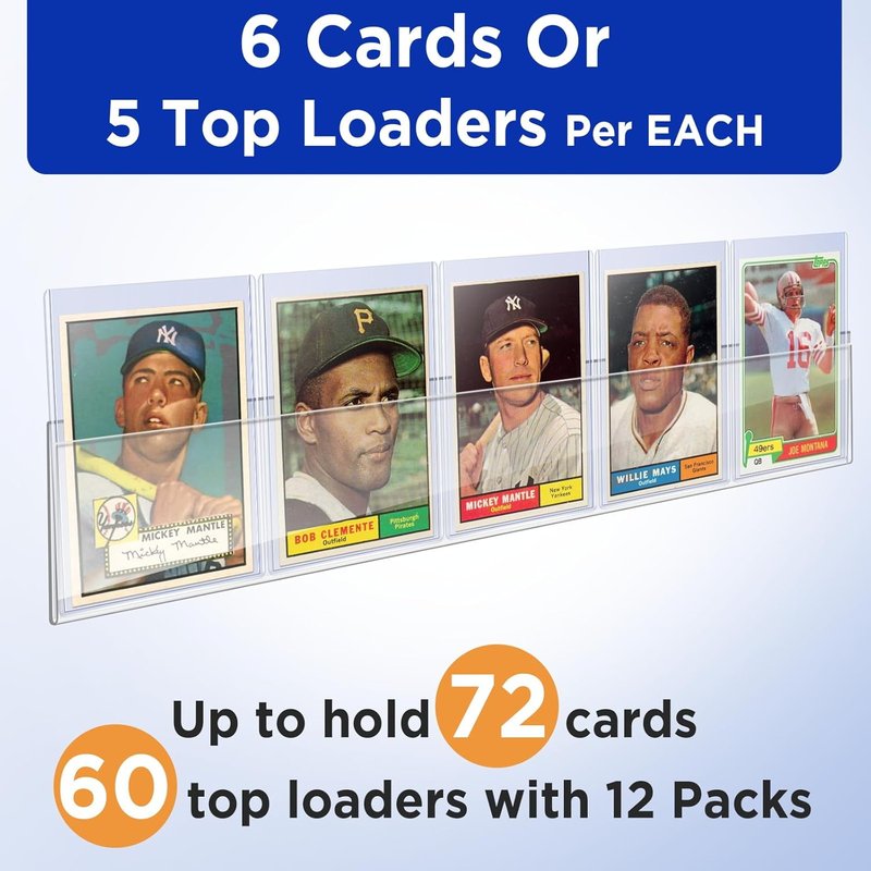 Baseball Card Wall Display Rack - 12 High Clarity PET Frames | Holds 72 Raw Cards or 60 Top Loaders