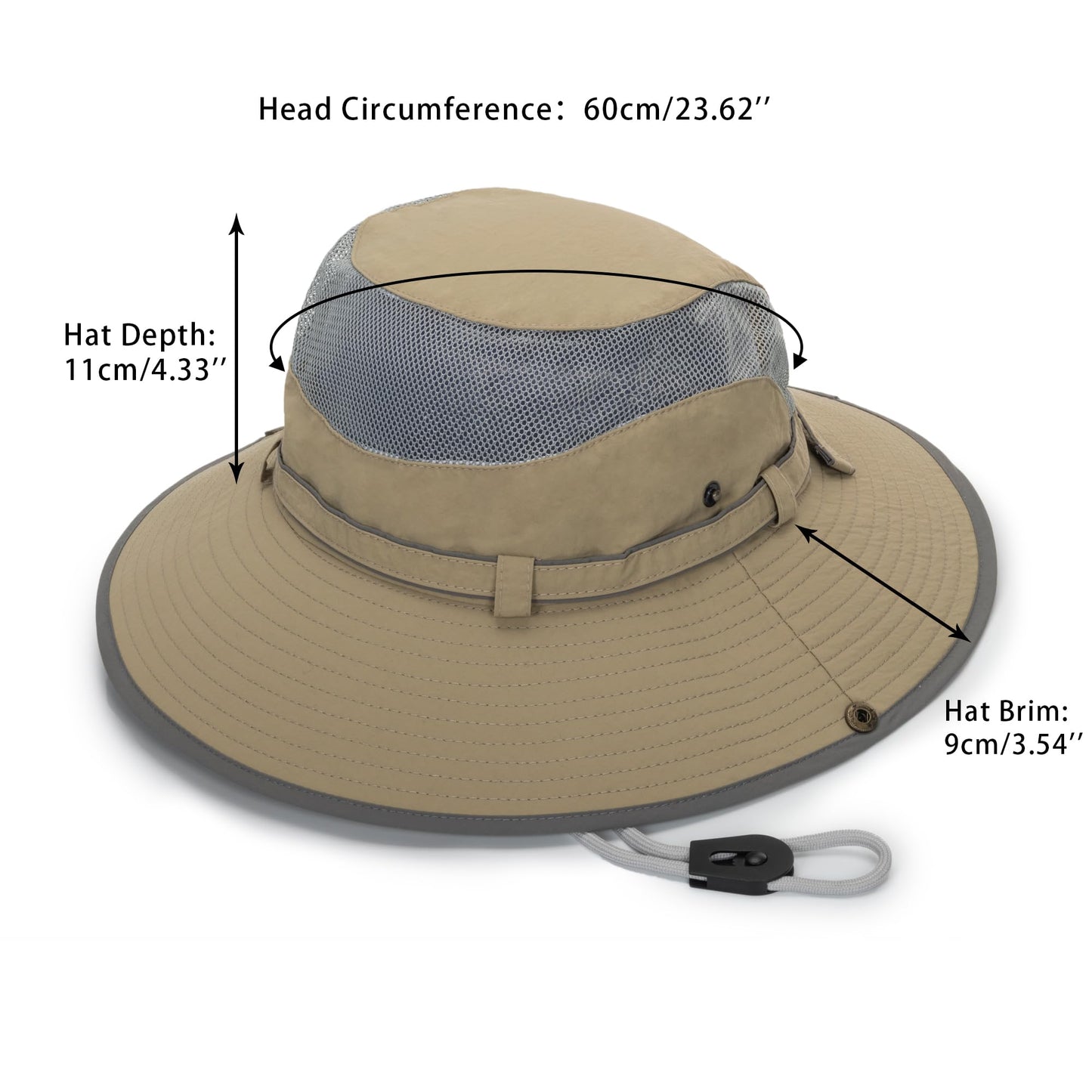 Breathable Outdoor Fishing-Hat Foldable Sun-Hats for Men - Unisex UV-Protection Packable Summer Bucket Hat Gardening Safari Khaki