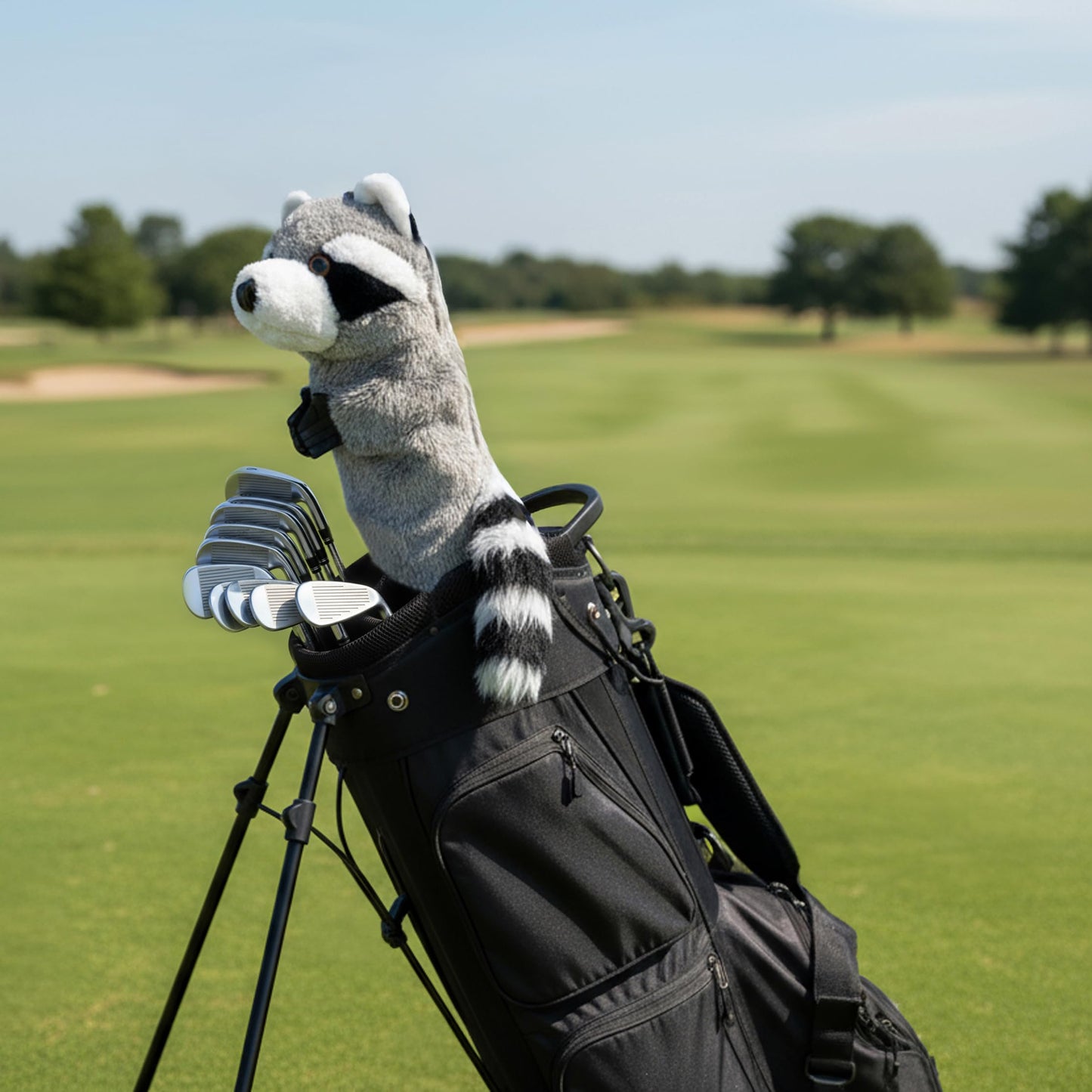ProActive Sports, Animal Golf Club Head Covers, For Drivers, Cute Novelty Headcover for All Golfers, Plush Material & Clipping Technology, Add Style to Your Golf Bag, Stuffed Raccoon
