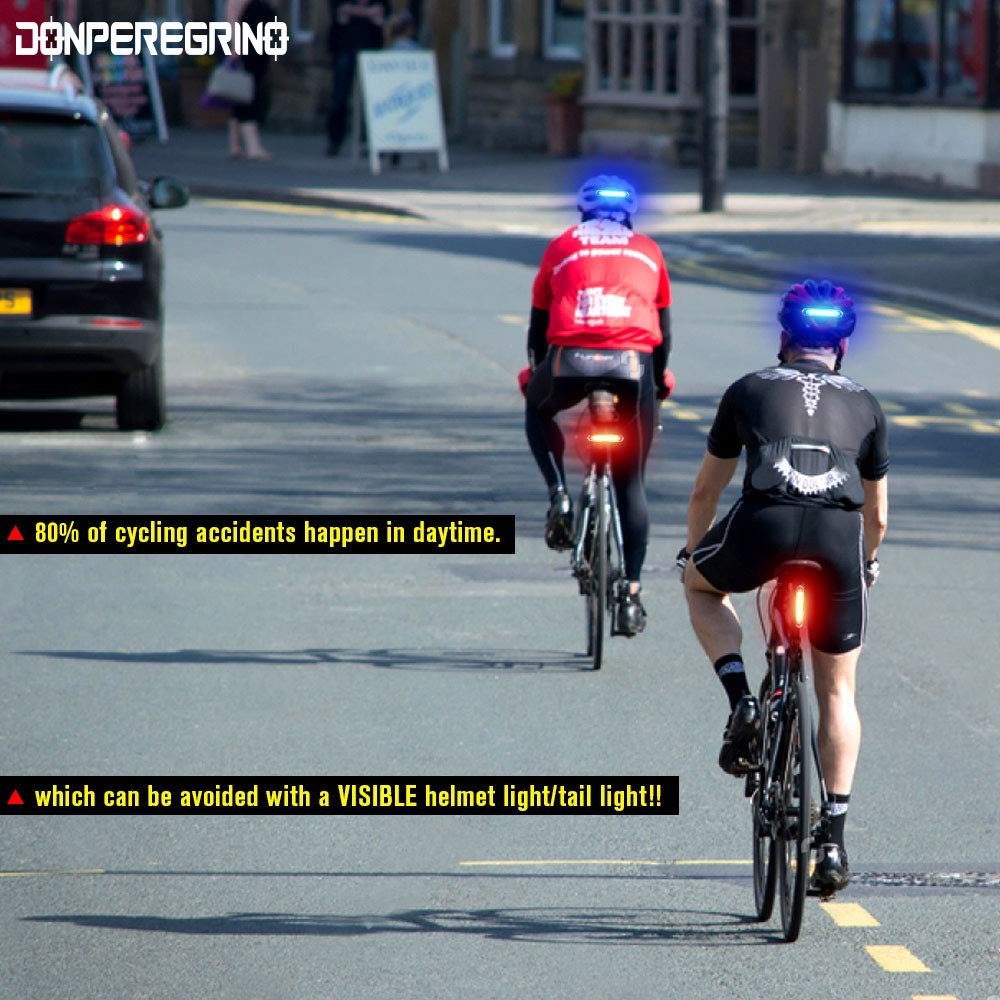Bike Tail Light Powerful 110 Lumens - Rear Bike Light 5 Modes Red/Blue, Waterproof IP64, Rechargeable USB-C, Quick Release Brackets for Saddle & Seatpost, DON PEREGRINO B2 Bicycle Lights