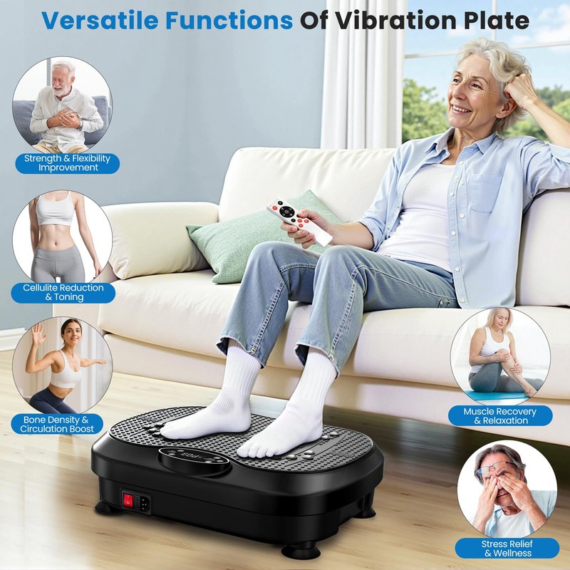 NISILIN Vibration Plate Exercise Machine for Lymphatic Drainage with 200 Levels, Whole Body Fitness Workout Equipment Stand Shake Board Sport Gym for Weight Loss Fat Burner for Women Men (Black)