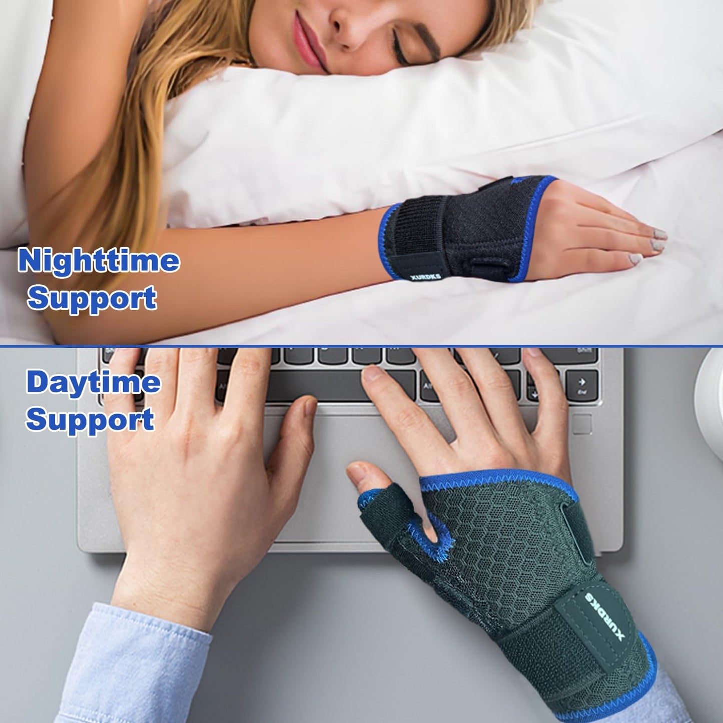XURDKS Adjustable Ergonomical Thumb Spica Splint Thumb Stabilizer for Right Hand or Left Hand,Thumb Brace Thumb Support for Trigger Finger,Arthritis,Sprains,De Quervains Tenosynovitis,CMC Pain (S/M)