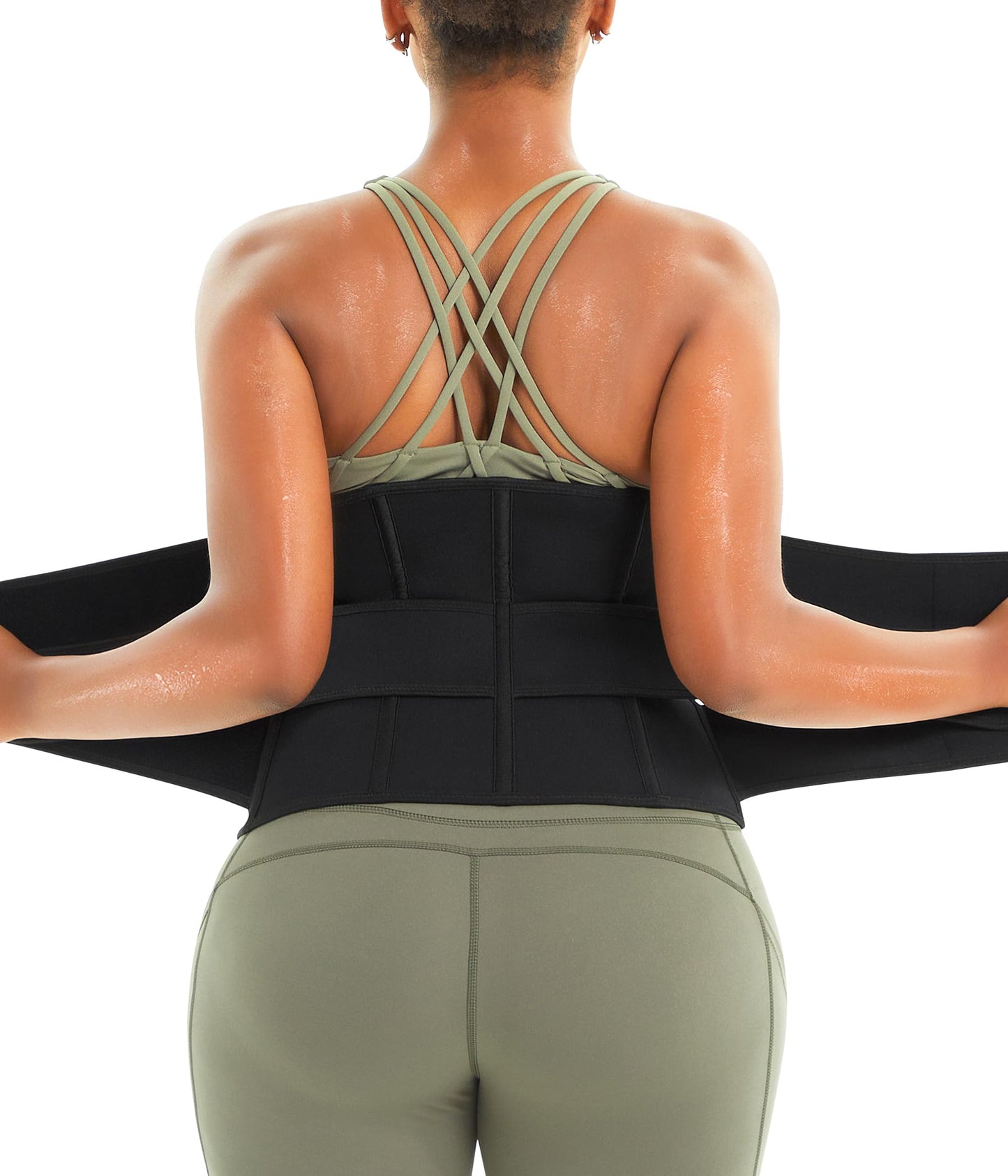 Eleady Wowen Sauna Waist Trainer Trimmer Belt for Weight Loss Corset Slimming Body Shaper Cincher Workout Sweat Sport Girdles (Black, Large)