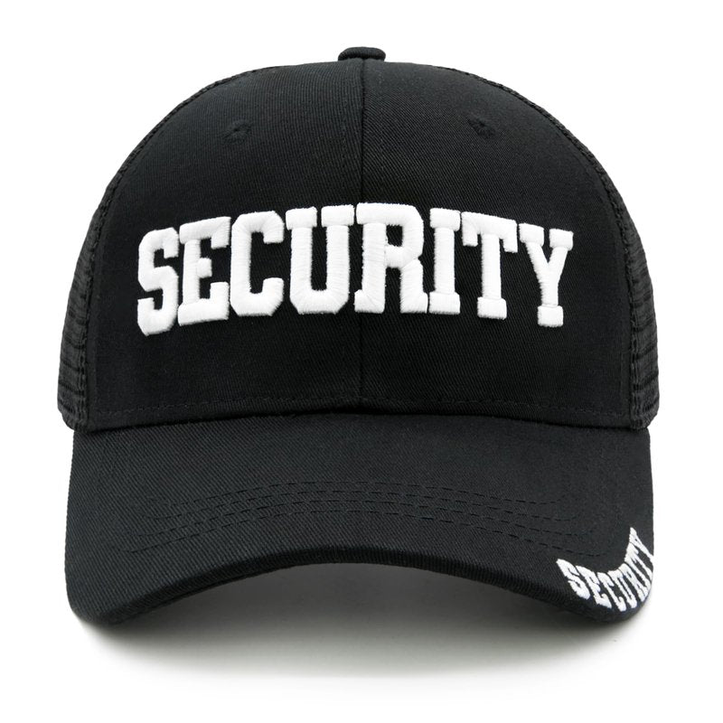 Waldeal Security Trucker Hat for Men Women, Embroidered Adjustable Snapback Mesh Baseball Cap for Security Guard, White
