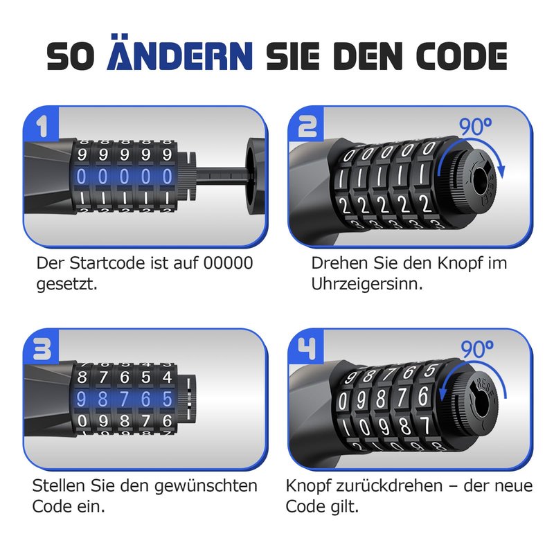 NextSeal Bike Lock, 5 Digit Combination Anti-Theft Bicycle Locks-2.95 Feet * 6mm High Security Resettable Bike Chain Lock, for Bicycle, Road Bikes, Scooter, Motorcycle, Door