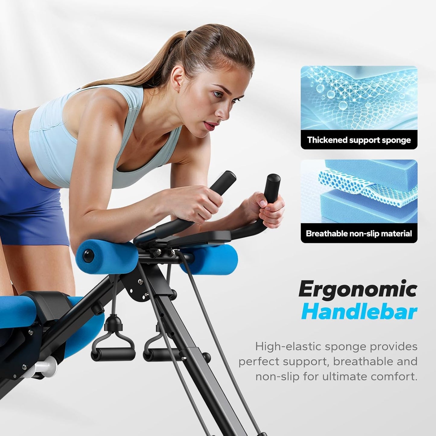 MERACH Ab Machine - Adjustable Ab Trainer for Home Workouts | Foldable Design with Knee Protection