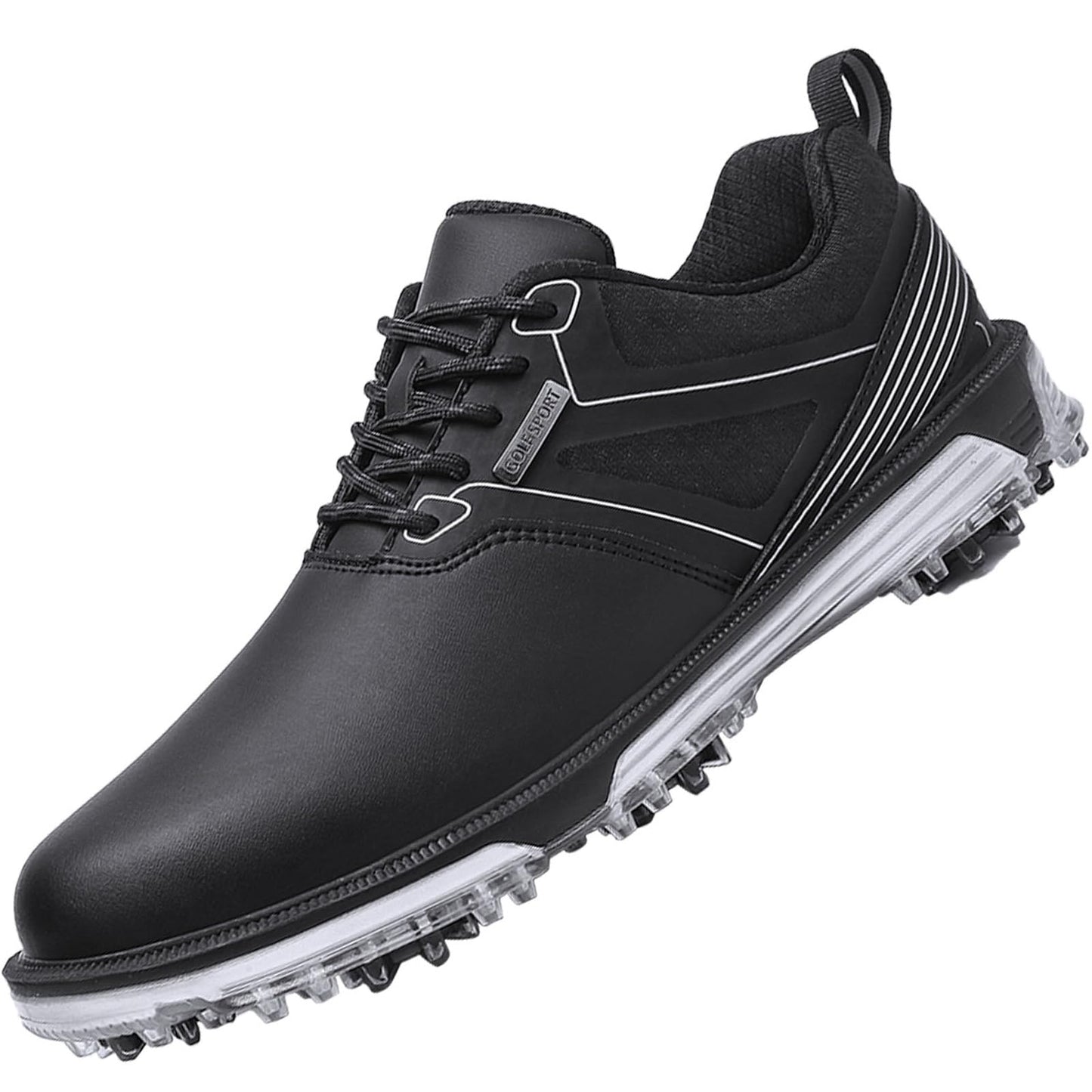 ULTIANT Men's Golf Shoes Fixed Nailless Sole Waterproof Lightweight No-Slip Walking Shoes Size7.5-14(Black,46)