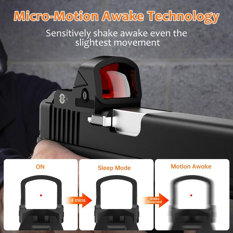 KIAMINE 3 MOA Red Dot Sight, RMR Footprint – Compatible with Holosun 407C / 507C Mounts, Shake Awake, for Glock MOS, Sig Sauer, 1911, and Picatinny Rifles