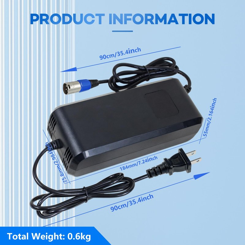 YZPOWER 29.4V 5Amp Lithium Battery Charger 3 Pin XLR Connector for 24V 25.2V Li-ion Batteries Pack,24V Smart Power Suppluy Fast Charging with Display Built-in Fan