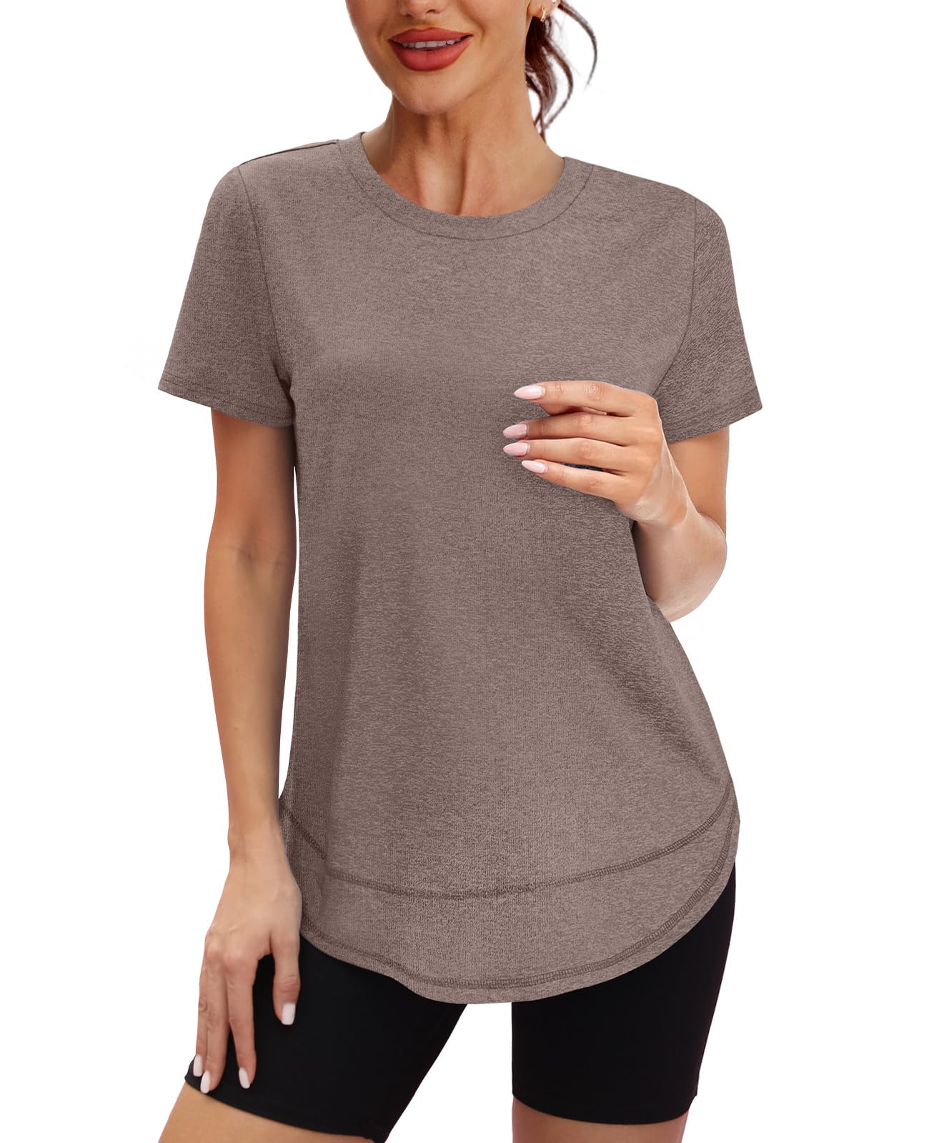 Summer Tops for Women 2026 Short Sleeve Workout Clothes Athletic Shirts Pilates Outfits Camisetas Deportivas para Mujer Blue L
