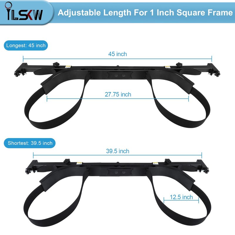 iLSKW Golf Cart Bag Holder Attachment for 2+2 Seater Rear Seat with 1 inch Sqaure Tube, No Drilling Golf Cart Bag Attachment for EZGO, Club Car, Yamaha Golf Carts, Black
