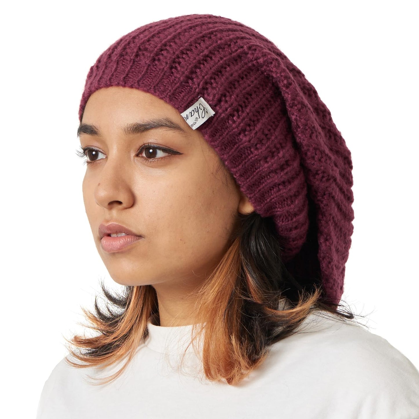 Oversized Winter Slouchy Knit Beanie - Mens Warm Fall Hat Womens Dreadlock Cap Large Slouch Tam for Big Heads Burgundy