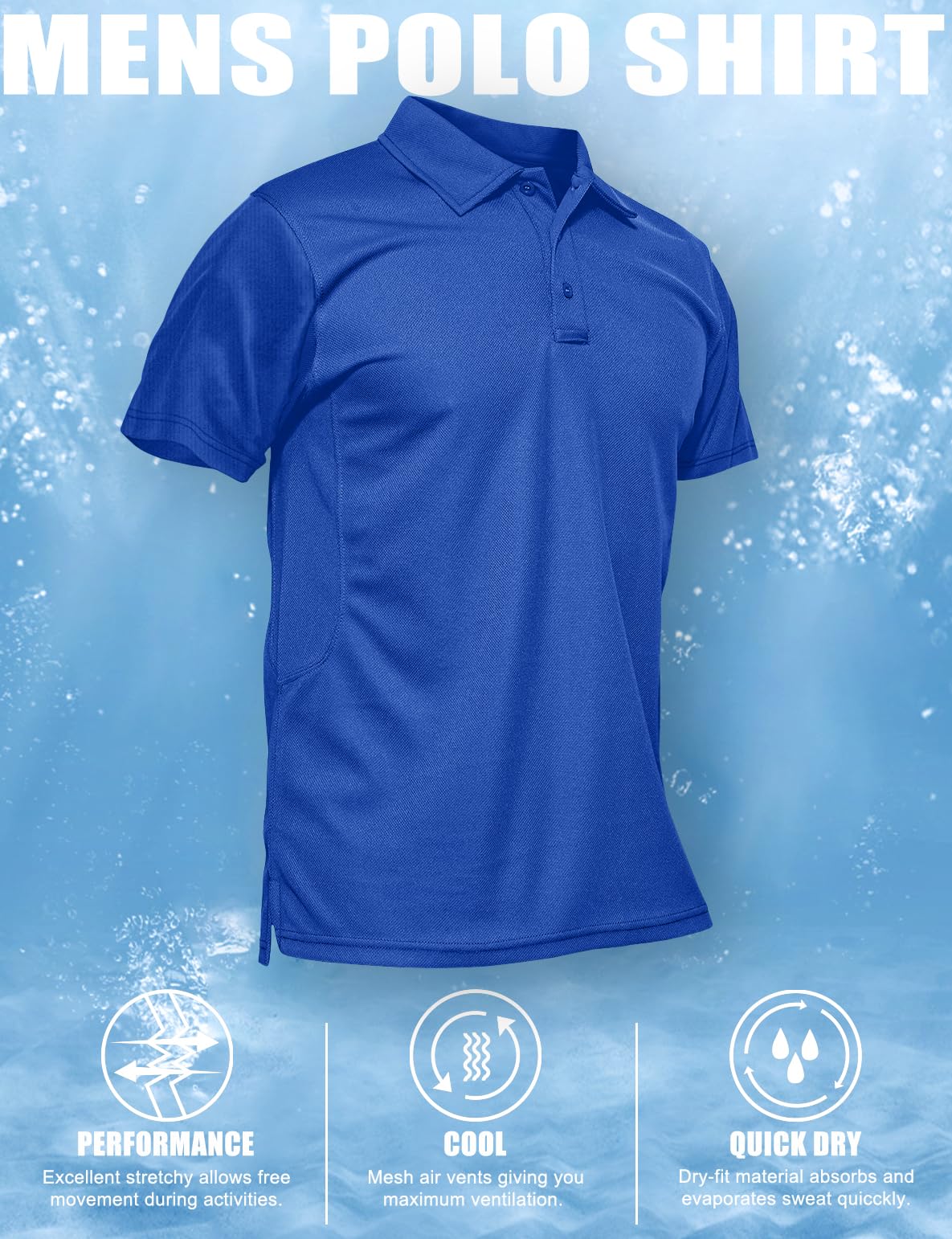 MAGCOMSEN Work Polo Shirts for Men Golf T-Shirts Quick Dry Shirts Summer Shirts Golf Polo Shirts for Men Blue XXL