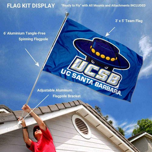 UC Santa Barbara Gauchos Flag with Pole and Bracket Holder University Set