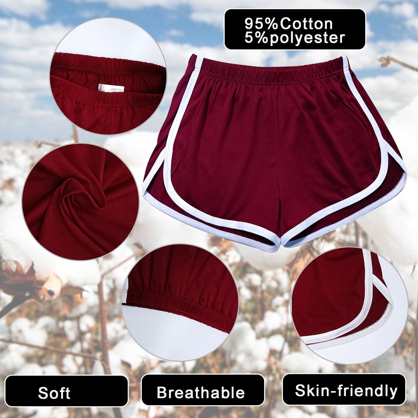 Cameway 4 Pack Women's Cotton Yoga Dance Short Pants Sport Shorts Summer Athletic Cycling Hiking Sports Shorts L Black