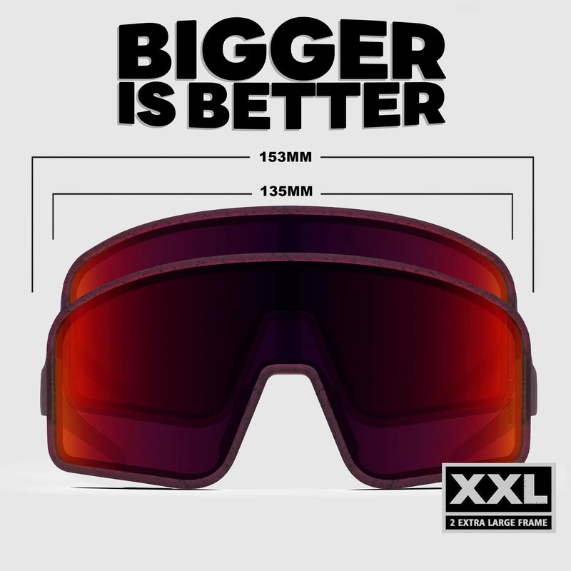 MAXJULI Z87 Sunglasses for Big Heads Men Women, Windproof Outdoor Sports Cycling Running UV400 Protection Sun Glasses Z8121XXL (Red Lens)