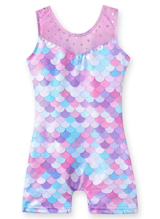 Leotards for Girls Gymnastics Unicorn Athletic Dance Wear Shiny Rainbow Blue Hotpink (Gradient Hotpink, 9-10 Years)