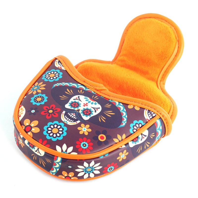 SHABIER Golf Large Mallet Headcover with Sugar Skull Design for Golf Putter Head Cover