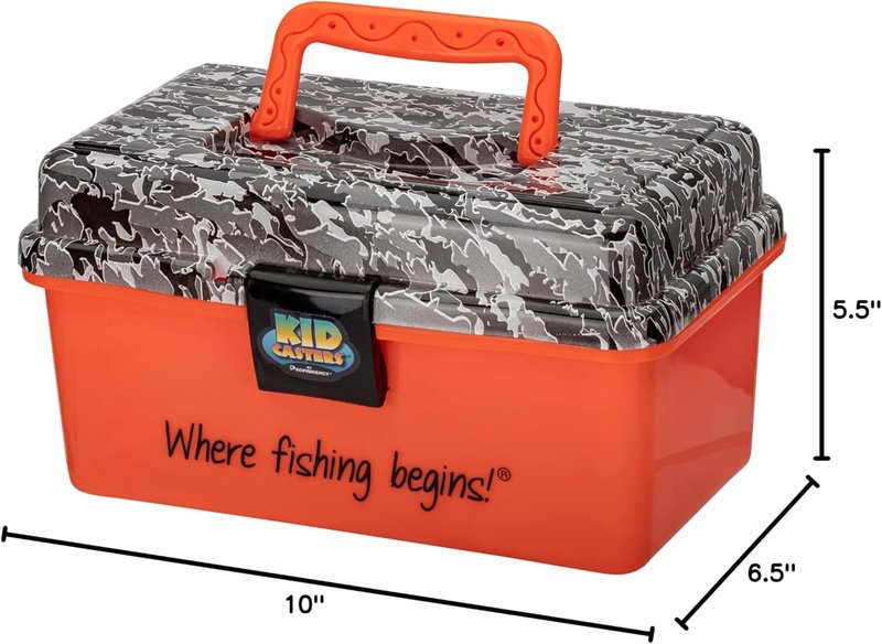 Orange Tackle Box for Kids - Removable Tray & Easy Locking Latch | Durable Design