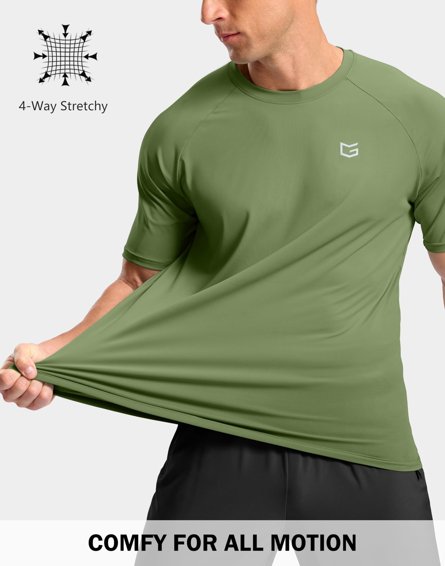 G Gradual Men's Athletic Workout T-Shirts Moisture Wicking Cooling Running Shirts Short Sleeve Performance Tee for Gym Tennis(Military Green,M)