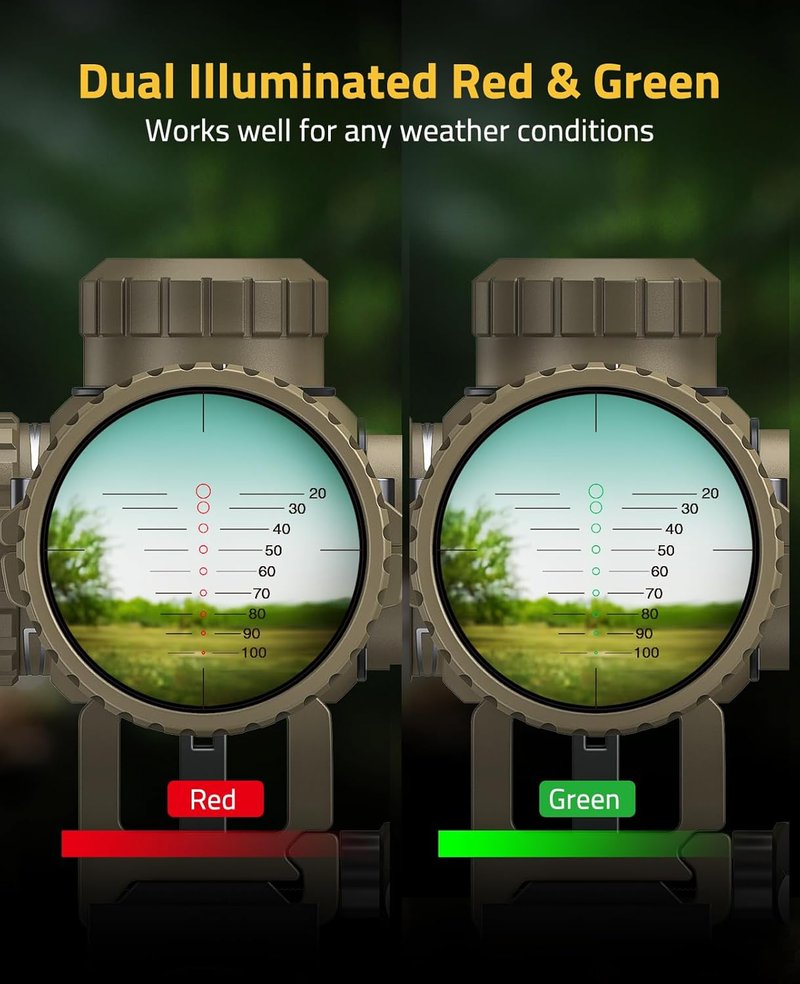 CVLIFE Crossbow Scope - 1.5-5x32 Etched Glass Reticle | Red Green Illumination, 20-100 Yards
