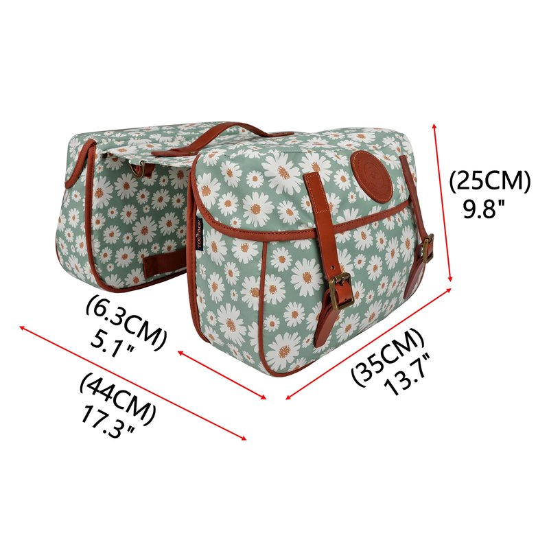 TOURBON Nylon Double Pannier Rear Rack Bag for Bicycle, Bike Saddlebag with Shoulder Strap