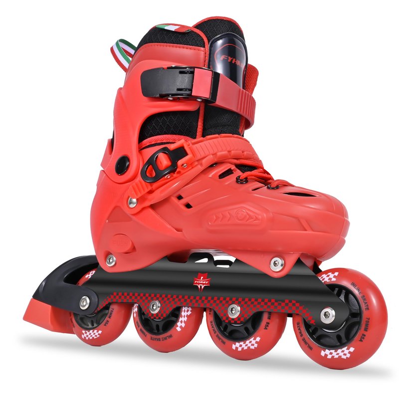 FYHART Adjustable Kids Inline Skates for Girls Boys with 8 Wheels, Kids Inline Roller Skates Blades for Youth Children Beginners Big Kids for Indoor Outdoor Playing (Red & Black, Large)