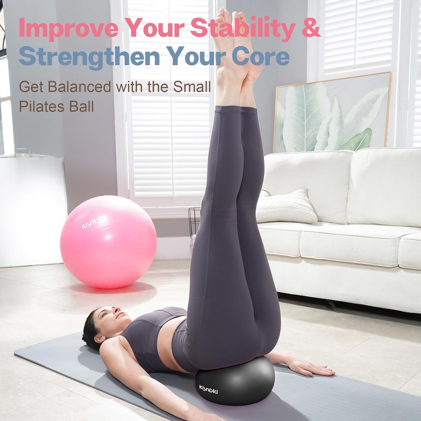Mini Pilates Ball - 9 Inch Anti-Burst Exercise Ball for Stability, Fitness & Core Strength | Yoga & Physical Therapy