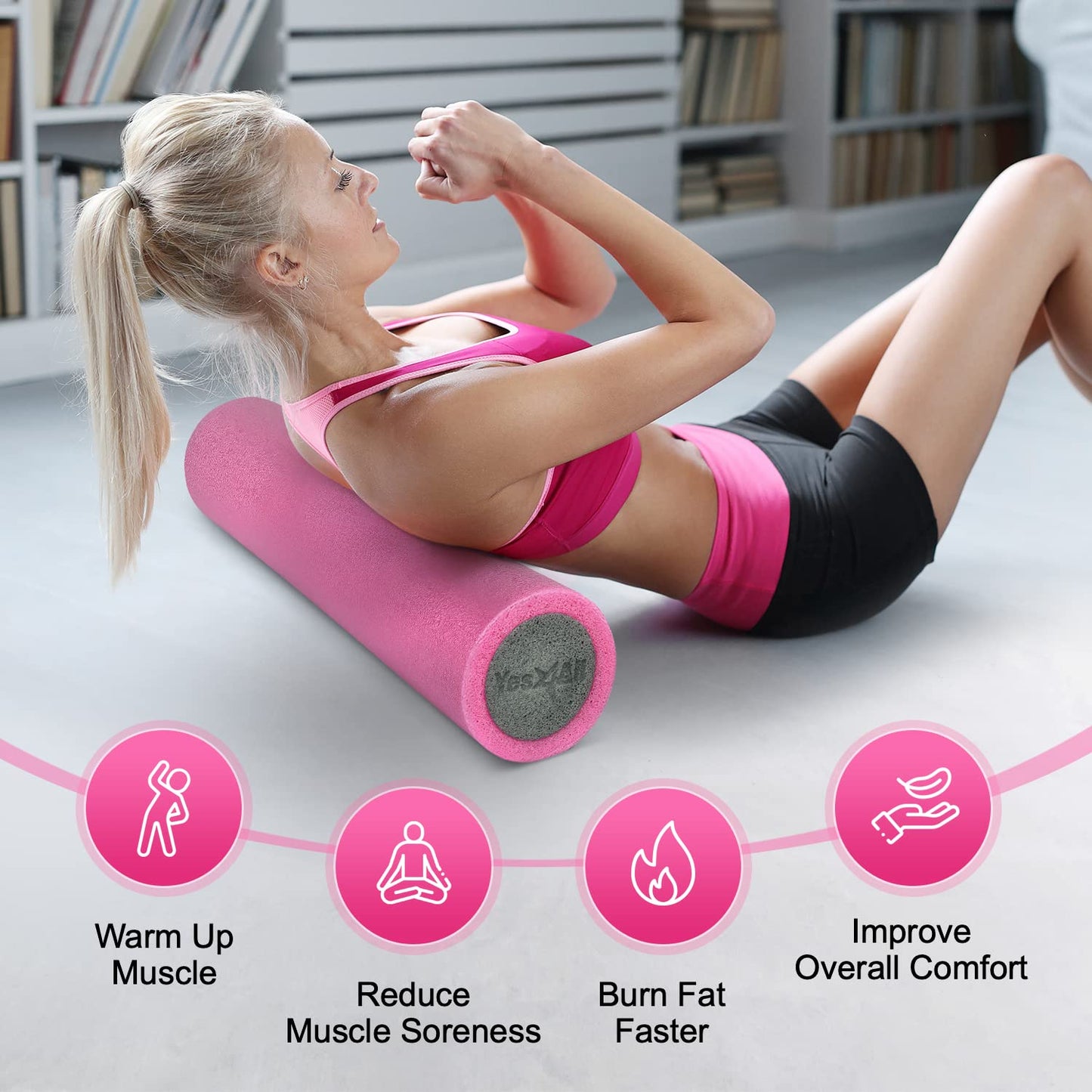 Yes4All Two-Layer Foam Rollers PE for Many Exercises, Improved Workout Efficiency - 36 inches