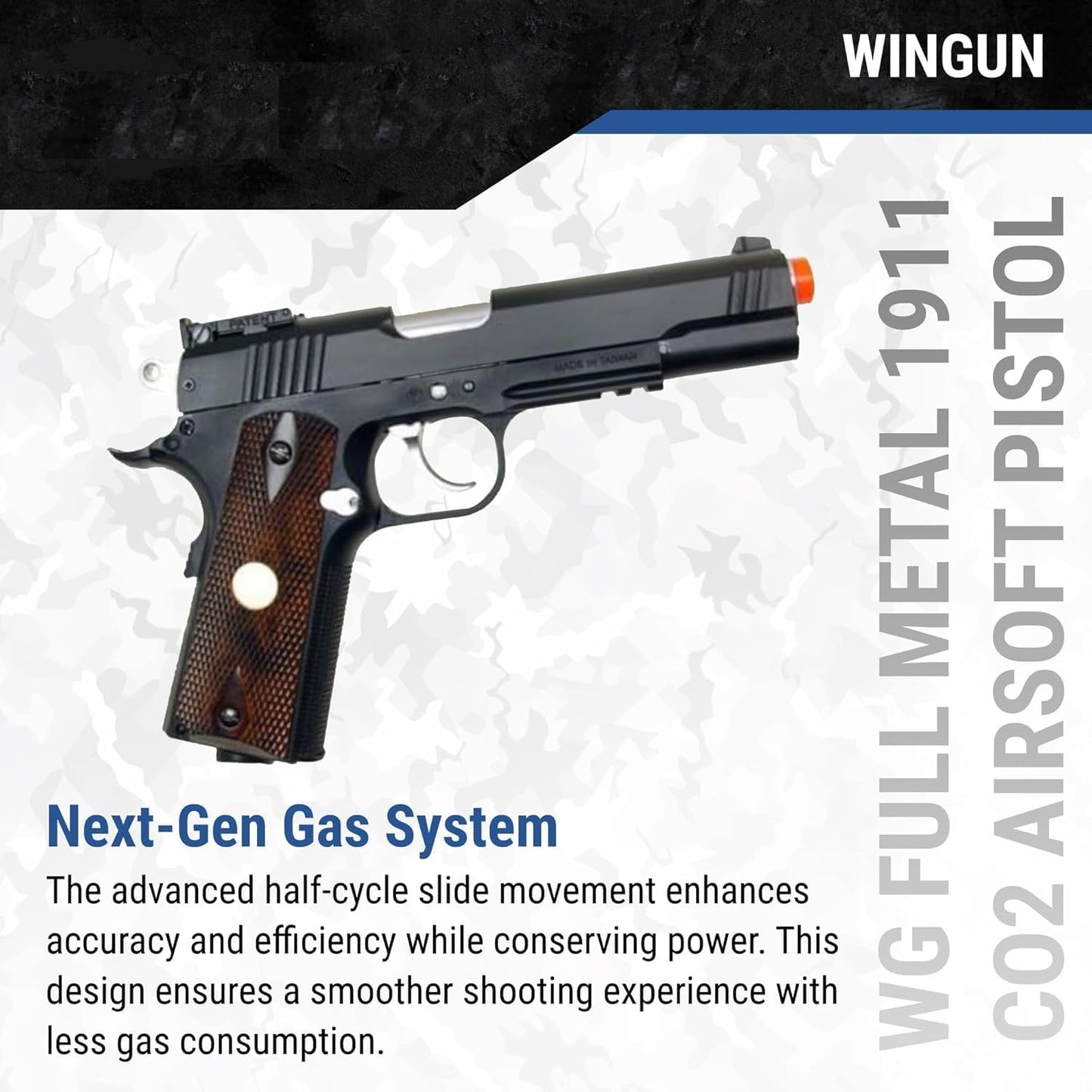 500 fps new full metal wg airsoft m 1911 gas co2 hand gun pistol w/ 6mm bb bbs(Airsoft Gun)