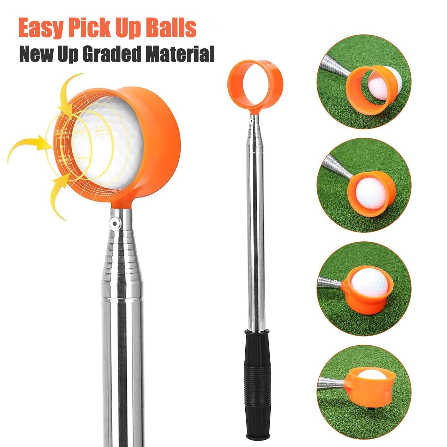 Gihunk Golf Ball Retriever Telescopic, 12Ft Aluminum Alloy Golf Ball Retriever for Water, Ball Retriever Tool Golf Ball Grabber, Telescopic | Two-Sided | Easy Grab Ball | Golf Gifts for Men & Golfers