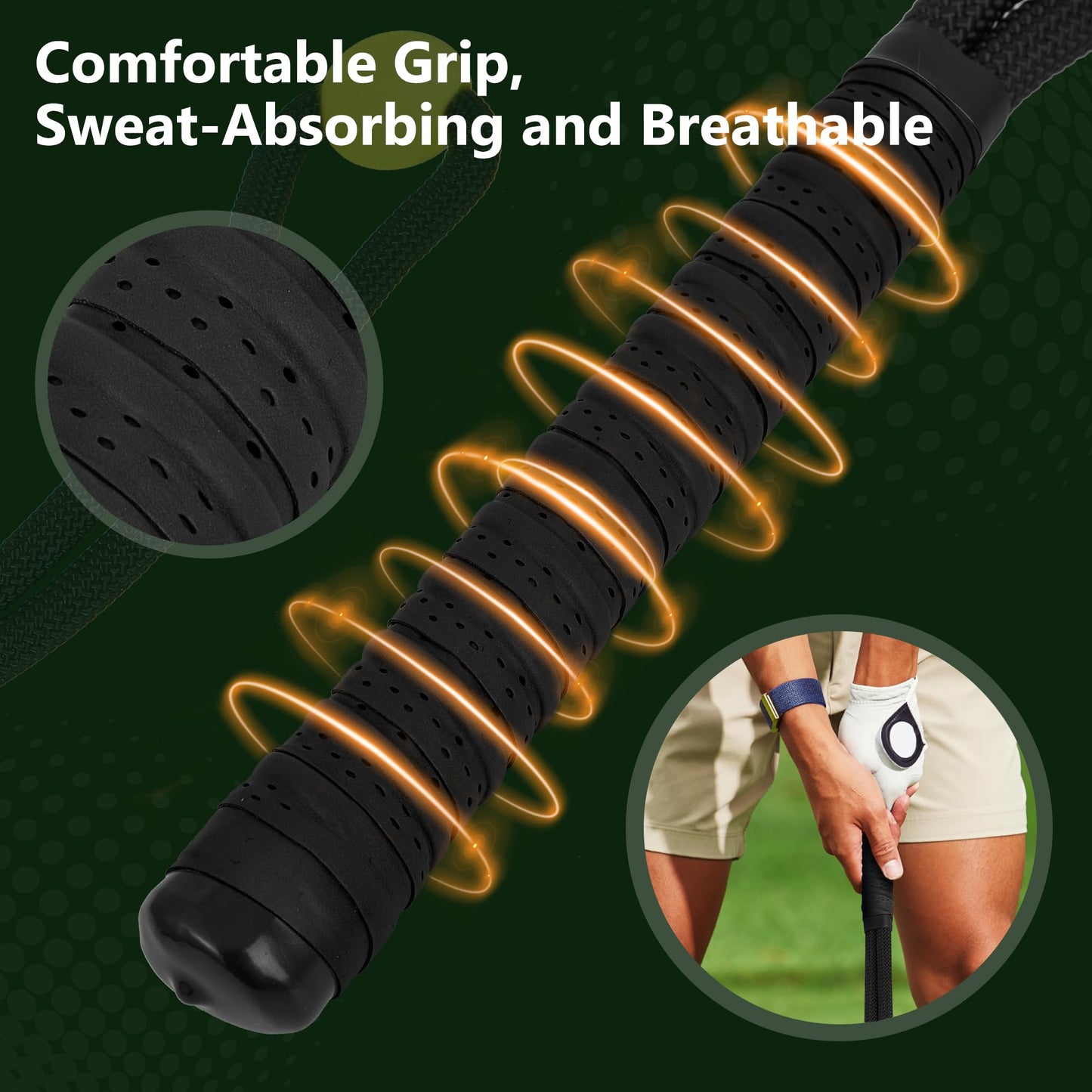 Golf Swing Trainer Rope Aid: Speed Power Tempo Training - Indoor Club Rope Whip Swing Posture Practice Golf Lag Rope Shot Drill Swing Trainer Equipment Exercise Buddy With Weighted Ball (Black)
