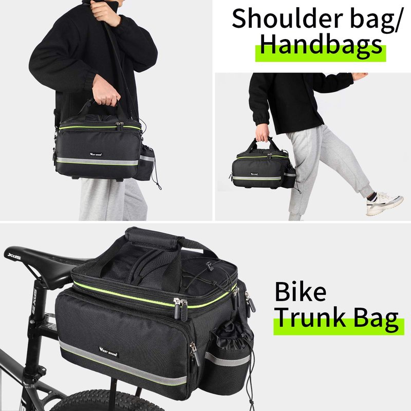 West Biking Bike Rear Pannier Bag Waterproof, 35L Large Capacity Multi-Function Bicycle Rack Rear Carrier Bag, Detachable Bike Tail Seat Trunk Bag Handbag Shoulder Strap Bike Storage Bag