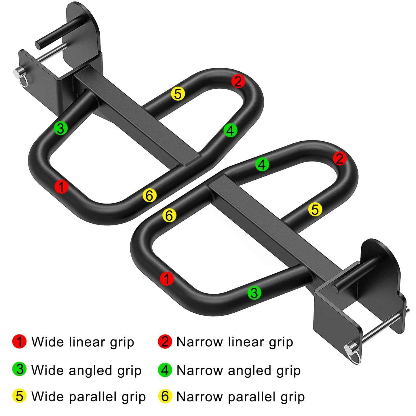 SELEWARE Multi Grip Dip Bar Attachment for 3" x 3" with 5/8" or 1" Hole Power Rack, Wide and Narrow Grip Handles Squat Rack Attachment for Strength Training, 500 lbs Capacity