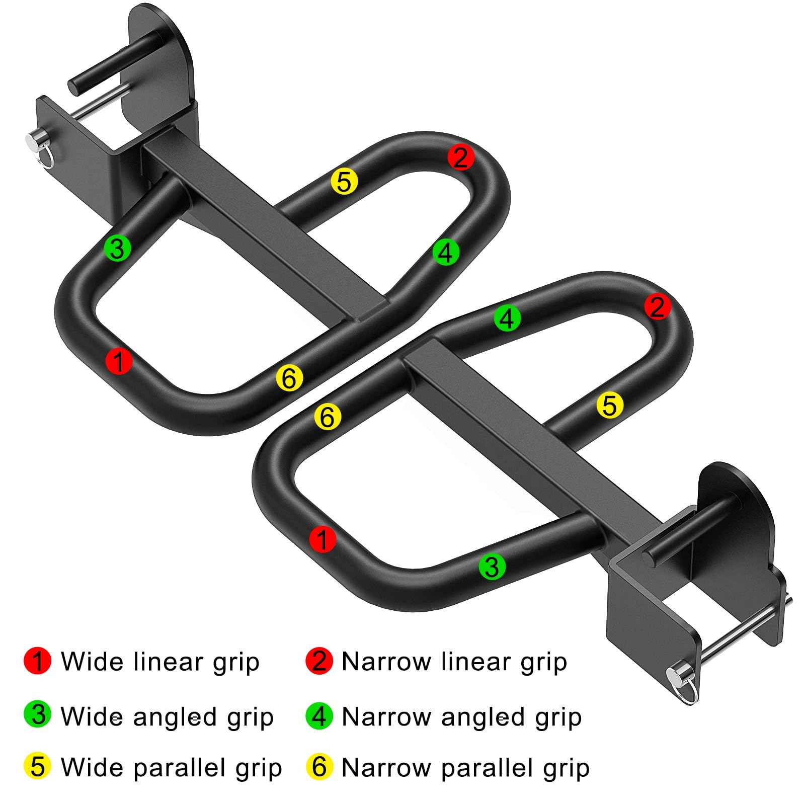 SELEWARE Multi Grip Dip Bar Attachment for 3" x 3" with 5/8" or 1" Hole Power Rack, Wide and Narrow Grip Handles Squat Rack Attachment for Strength Training, 500 lbs Capacity