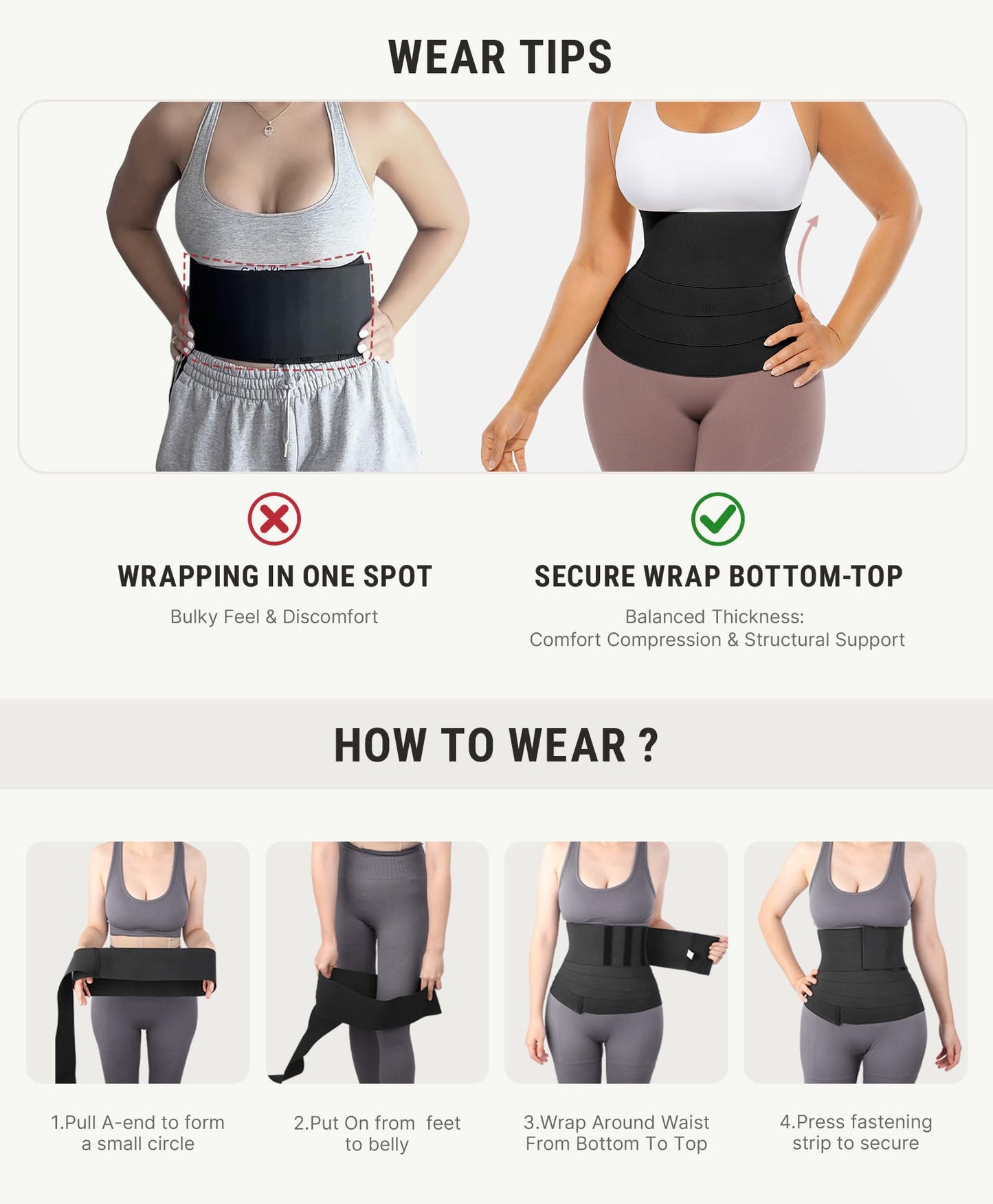 FeelinGirl Waist Trainer Wrap for Women Belly Fat Black 10 FT