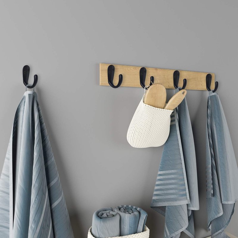 15PCS Wall Mounted Coat Hooks - Single Prong Robe Hook Set for Towels, Bags, Hats | Black