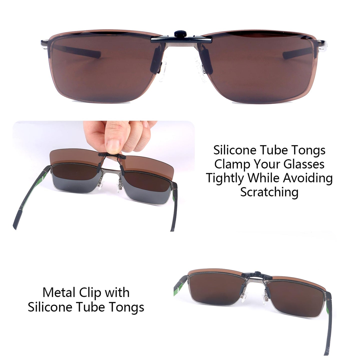 Polarized CLIP-ON Sunglasses for Oakley Ox3218 Socket 5.5 (Brown, 54 X 18)