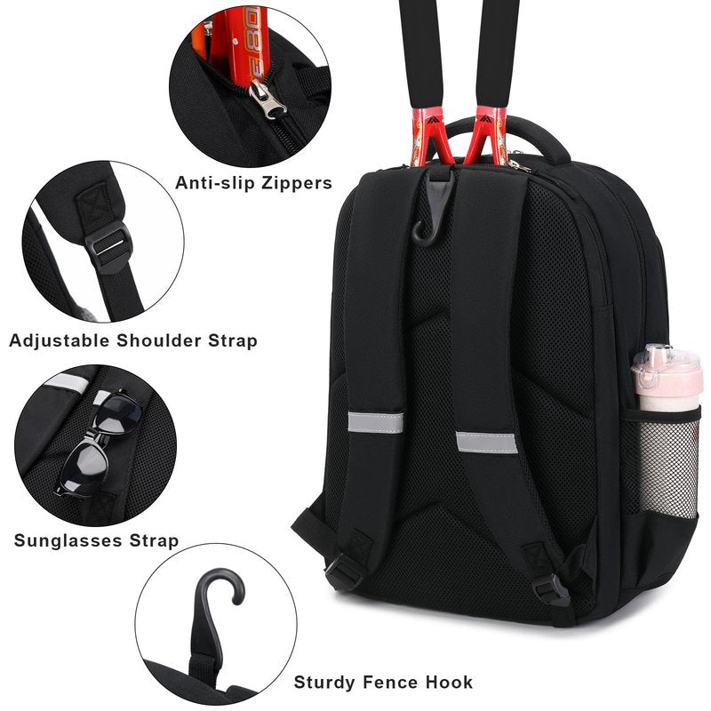 ACESAK Tennis Backpack Tennis Bag for Women Men - Tennis Bag Holds 2 Rackets, Badminton Squash, Pickleball Paddles Balls