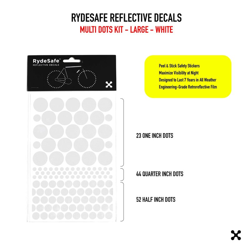 RydeSafe Reflective Stickers Multi Dots Kit - Large - White