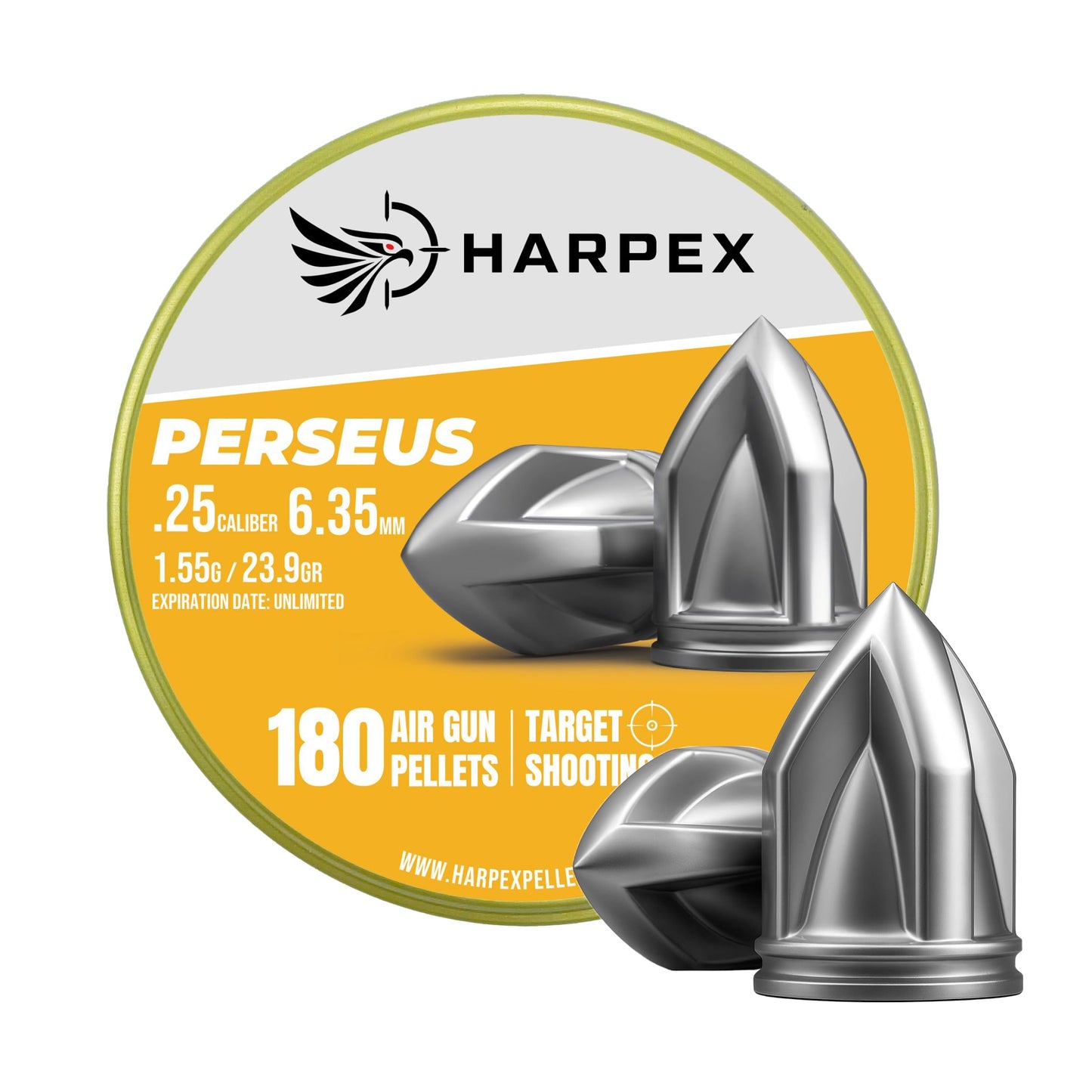 Harpex Perseus .25 Cal Airgun Pellets – 23.9 Grain Pointed Design – High Accuracy & Penetration – Precision Lead Pellets for Target Shooting, Small Game & Consistent Performance – 180 Count