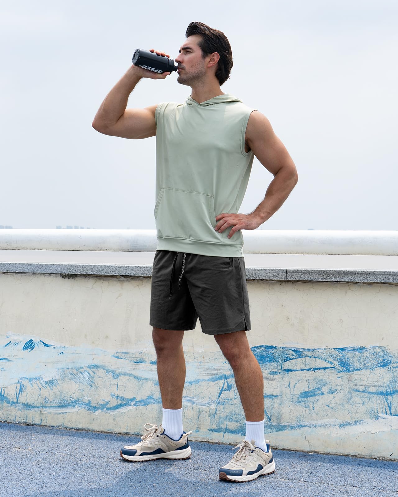 Lempue 2 Pack Mens Athletic Workout Shorts 7 Inch Quick Dry Gym Shorts with Pockets, Sports Tennis Running Shorts for Men