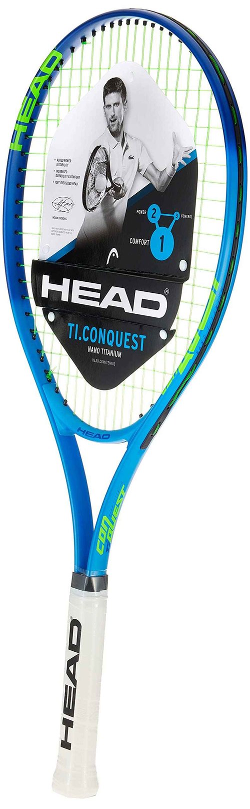 HEAD Geo Speed Adult Tennis Racket - Pre-Strung Head Light Balance 27.5 Inch Racquet & Ti. Conquest Tennis Racket - Pre-Strung Light Balance 27 Inch Racquet - 4 1/4 in Grip