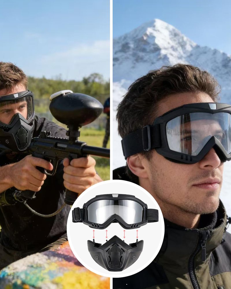 YUNGLIDE Paintball Goggles Airsoft Goggles Tactical Gear Suitable Paintball Shooting Skiing Cycling Goggles Full Face Mask(Clear)