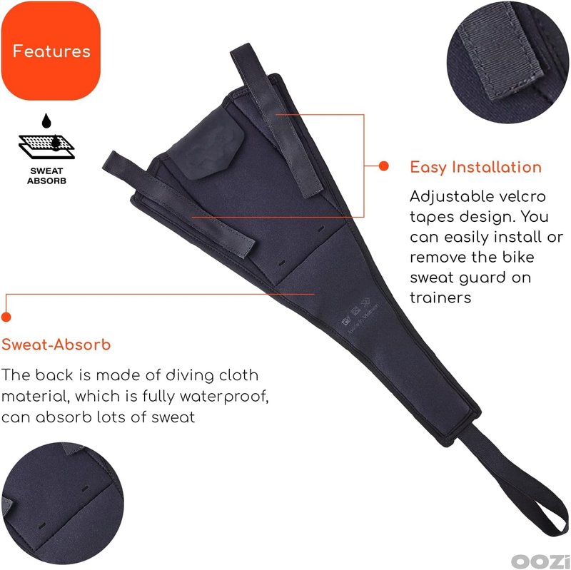 OOZi Bike Sweat Guard Bicycle Trainer Sweat Net with Phone Pouch Bike Frame Protector Bike Sweat Catcher for Indoor Cycling Training